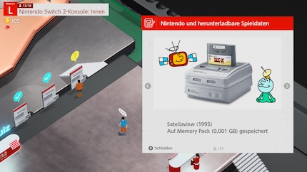 Per quanto riguarda la memoria, il gioco fa una digressione e mostra come i contenuti scaricabili siano stati offerti per la prima volta sul SNES.