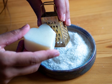 The forbidden Parmesan. The smaller the soap is, the easier it dissolves in the water.
