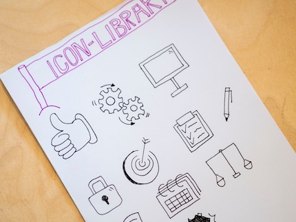 Usando i vari modelli creo la mia «libreria di icone» personalizzata, con i simboli più ricorrenti nella mia vita quotidiana.