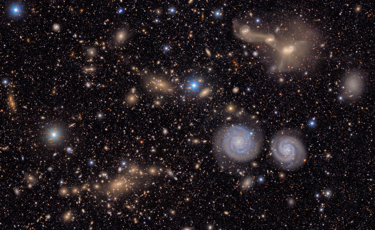 Una sezione dell'ammasso di galassie Virgo.