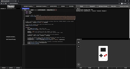 The MicroPython text code editor runs in the browser.