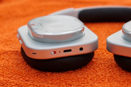 The headphones are charged via the USB-C slot, while the sound comes out of the jack connection.