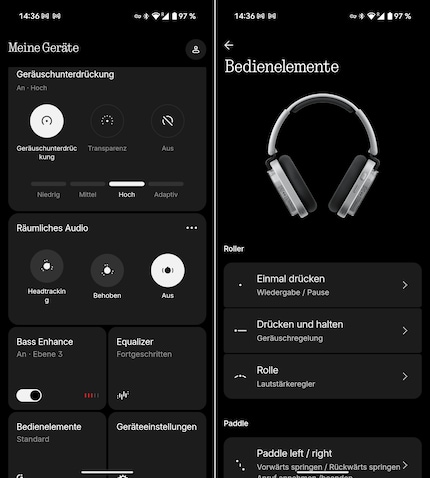 The settings and control customisation options at a glance
