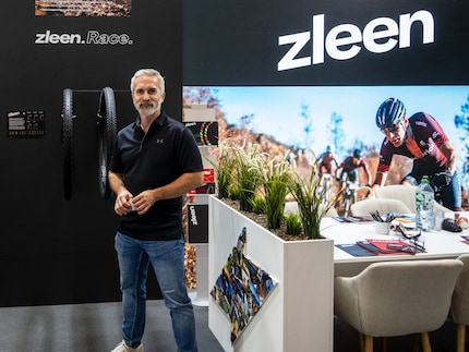 Petr Vysloužil at the Zleen stand at Eurobike in Frankfurt.