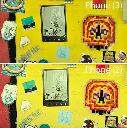 The Phone (3) (above) delivers a better level of detail in 100-per-cent view.