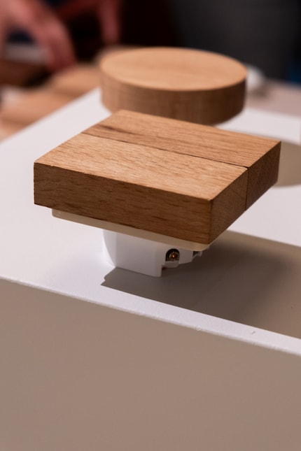 Kloss Double Light Switch, oak.