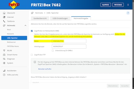 Alcuni router, come i miei Fritz!Box, possono anche offrire archiviazione di rete, che può essere integrata tramite SMB.