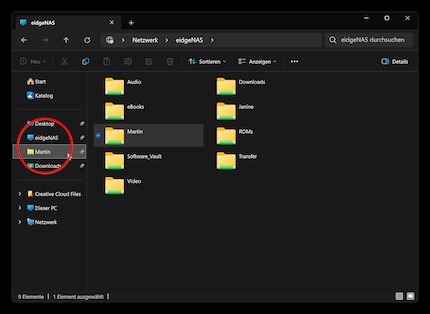 L'accesso rapido all'archiviazione di rete è disponibile.