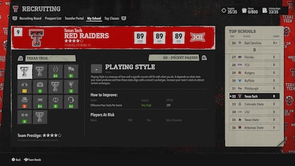 Il processo di reclutamento e il portale di trasferimento risultano molto più intensi rispetto al draft e alla pianificazione del roster in «Madden», grazie ai diversi parametri dei college e ai chiari fattori determinanti per i giocatori.