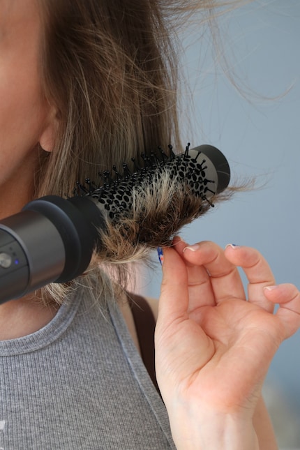 This is how the air blows up the shorter hair.