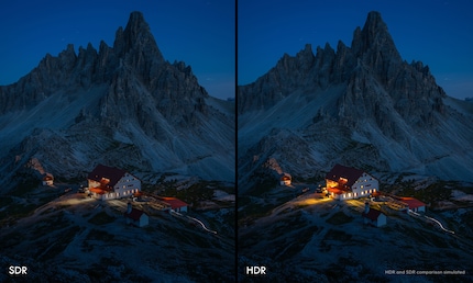 Un'illustrazione per mostrare come appare l'HDR su un display compatibile rispetto all'SDR.