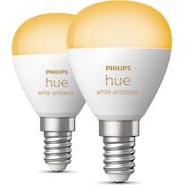 Philips Hue White Ambiance E14 Chandelier Twin Pack (E14, 5.10 W, 470 lm, 2 x, F)