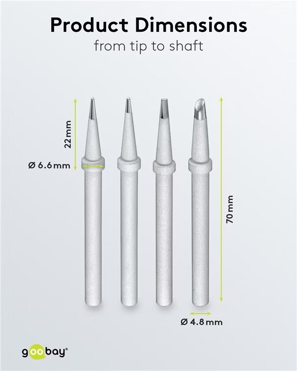 Goobay Set Di Punte Di Ricambio Per La Stazione Di Saldatura AP 2, 4 Versioni Diverse