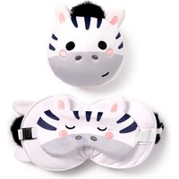 Puckator Relaxeazzz Plush Adoramals Bali Zebra Round Travel Pillow & Eye Mask (Head & neck pillow)