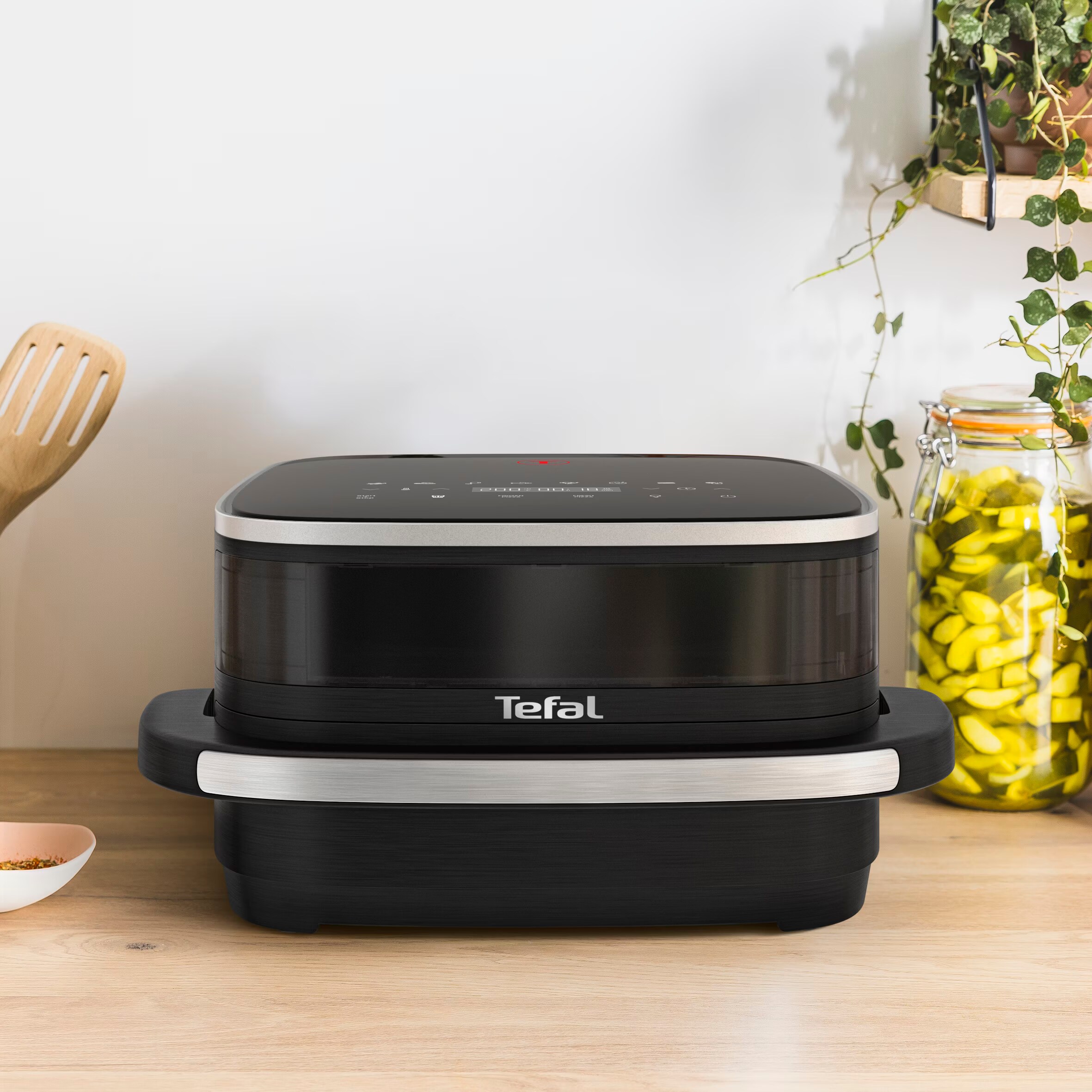 Tefal Easy Fry Pizza, superficie XL, friggitrice ad aria grande, cesto spazioso, fino a 1 kg di patatine fritte, design compatto, tecnologia extra croccante, finestra di visualizzazione, nero