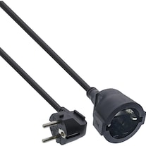 InLine Power extension earth contact plug angled / socket, black, 10m (10 m, CEE 7/4)