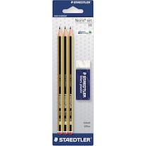 Staedtler Noris 120 pencil blister card with 3 HB pencils and 1 eraser (HB, 3 x)