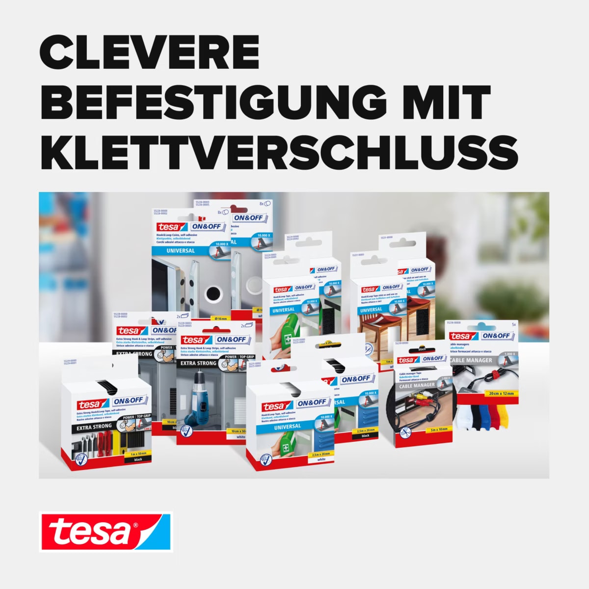 Tesa On And Off Attache-câbles Small 20 Cm X 12 Mm Bigarré