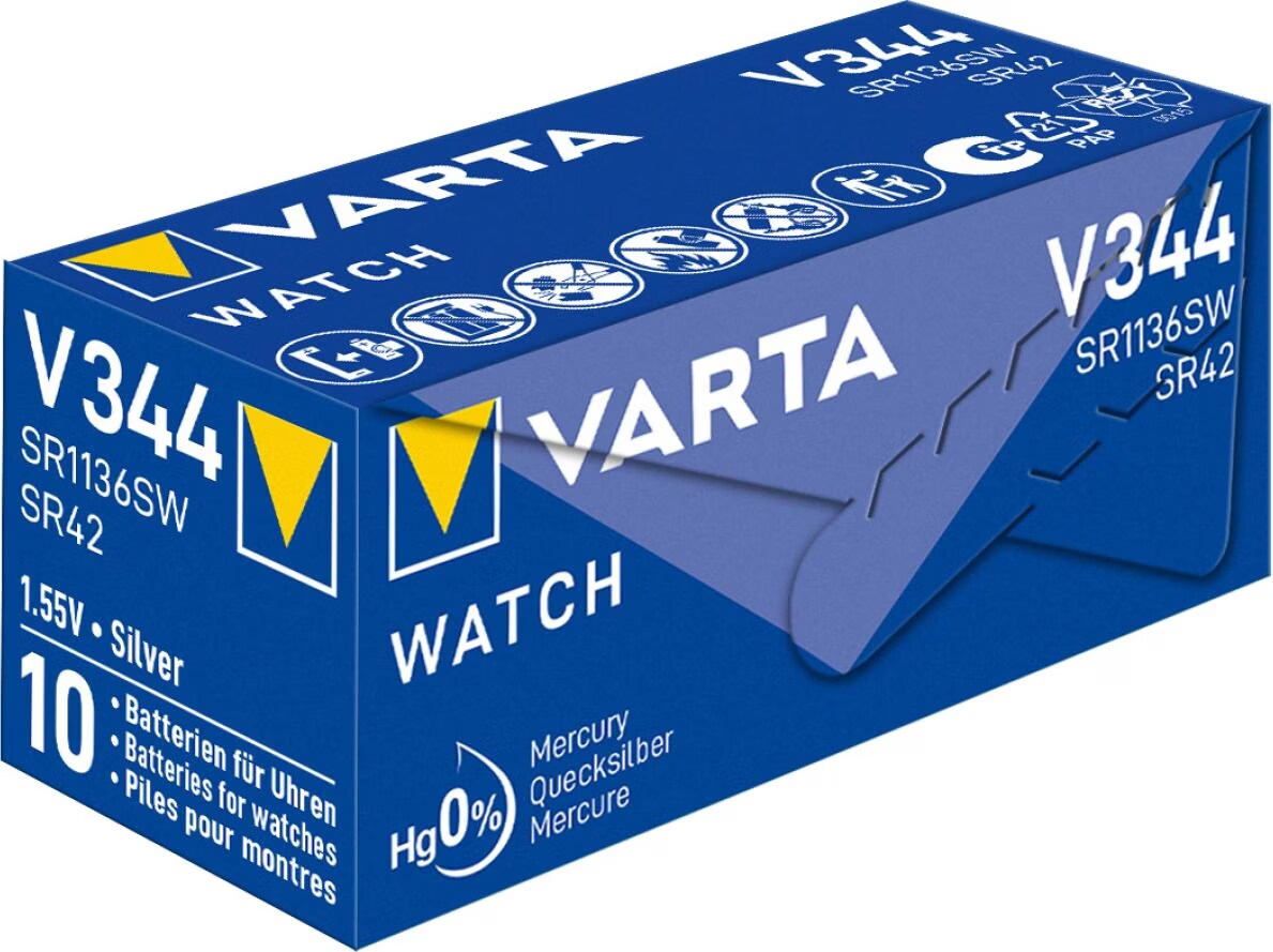 344, Varta V344, SR42, SR1136SW Pile A Bottone Per Orologi Ecc. | V344 - Foto 7