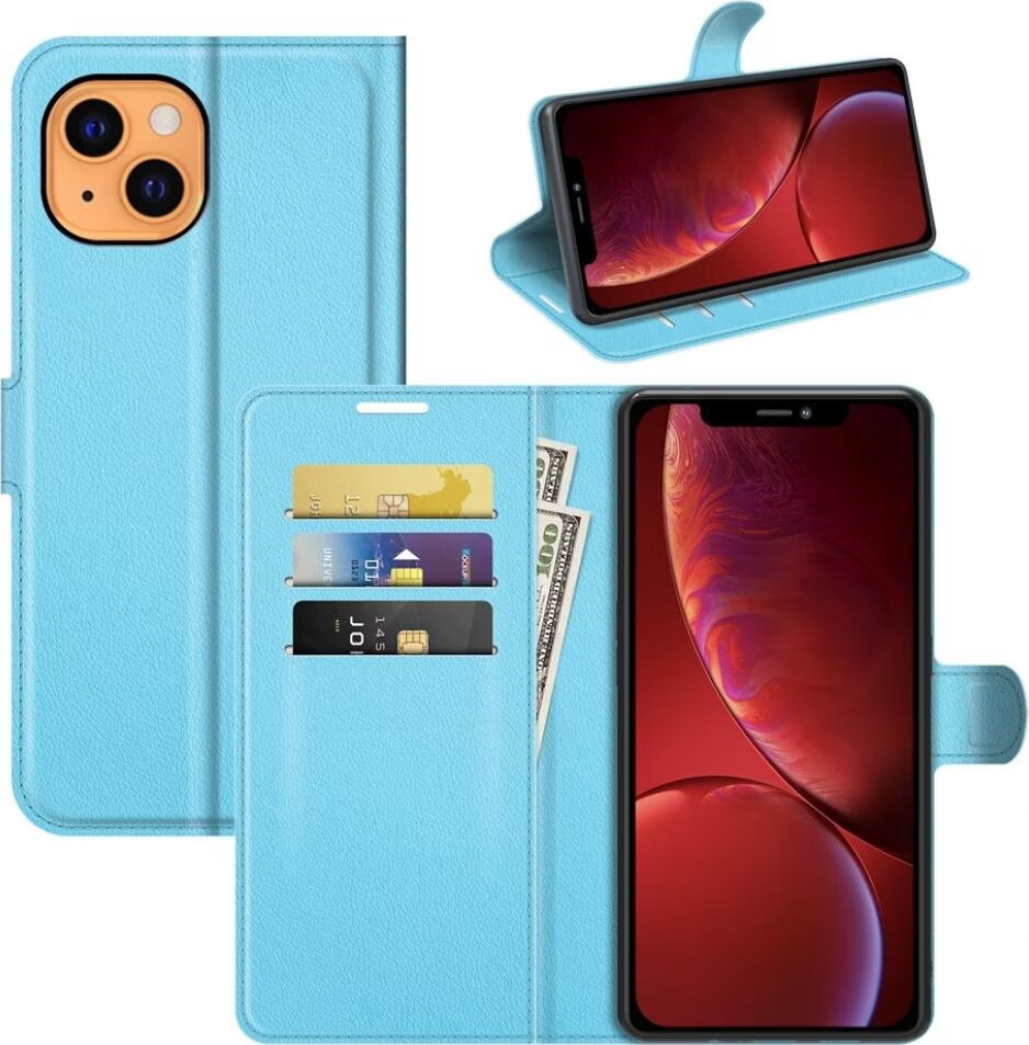 Custodia A Portafoglio Con Supporto Per IPhone 13 - Pelle Sintetica Viola, 3 Slot Carte E RFID